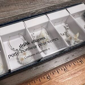 Pier One White and Gold Seashell Drink Charms Set